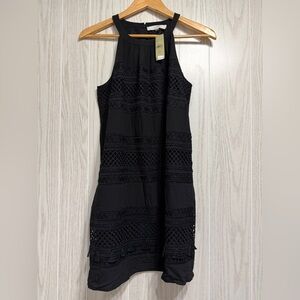 LOFT Black Crochet Shift Dress Size Small Petite NWT